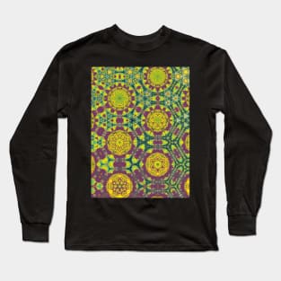 Purple and Lime Green Transitional Pattern - WelshDesignsTP004 Long Sleeve T-Shirt